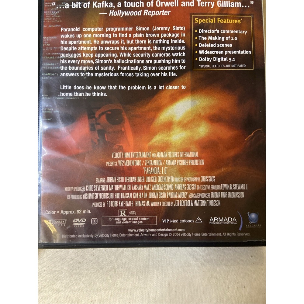 Paranoia 1.0 Dvd Horror 2005 Screener Rare Htf Jeremy Sisto Udo Kier - Picture 5 of 9